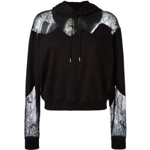 McQ Alexander Mcqueen lace panel hoodie